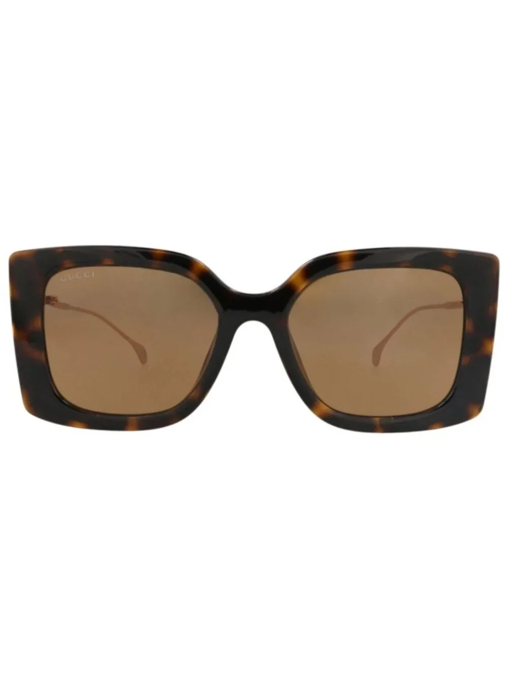 New Gucci Women's Sunglasses Square Rectangle Injection Frame Havana Gold Brown